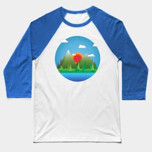 Idealistic & Simplistic Graphical Mountain Scene Baseball T-Shirt